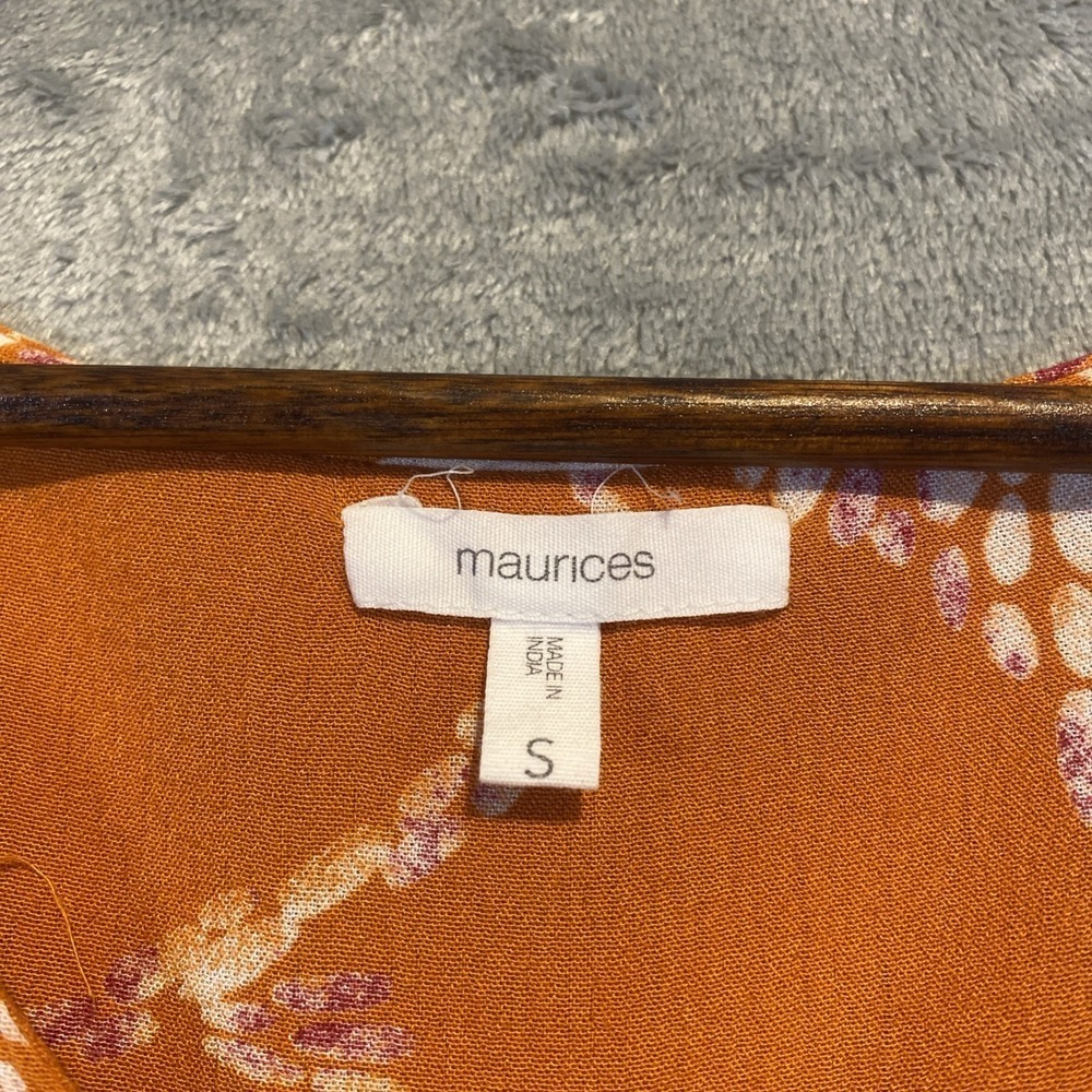 Maurices Top‎ Womens Sz S Orange Flowy Boho Hippie Cottage Beach Resort Cruise - Picture 9 of 11
